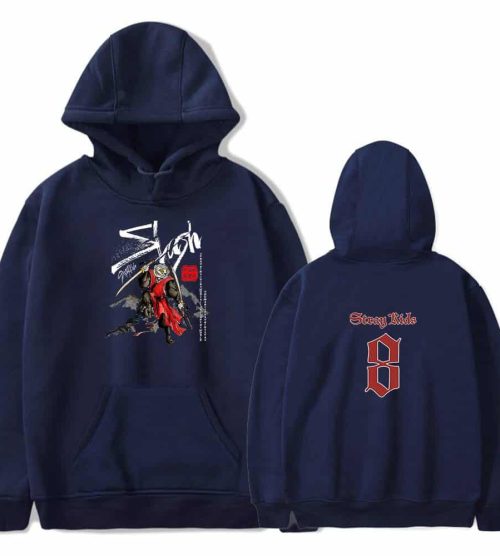 Voldemort-themed hoodie featuring a ninja design, dark blue color, front and back graphics.