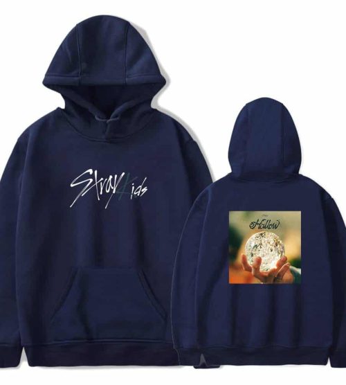 Black hoodie with "Starry Kids" text and hand holding a glowing moon print on the back, ideal for Kpop fans.