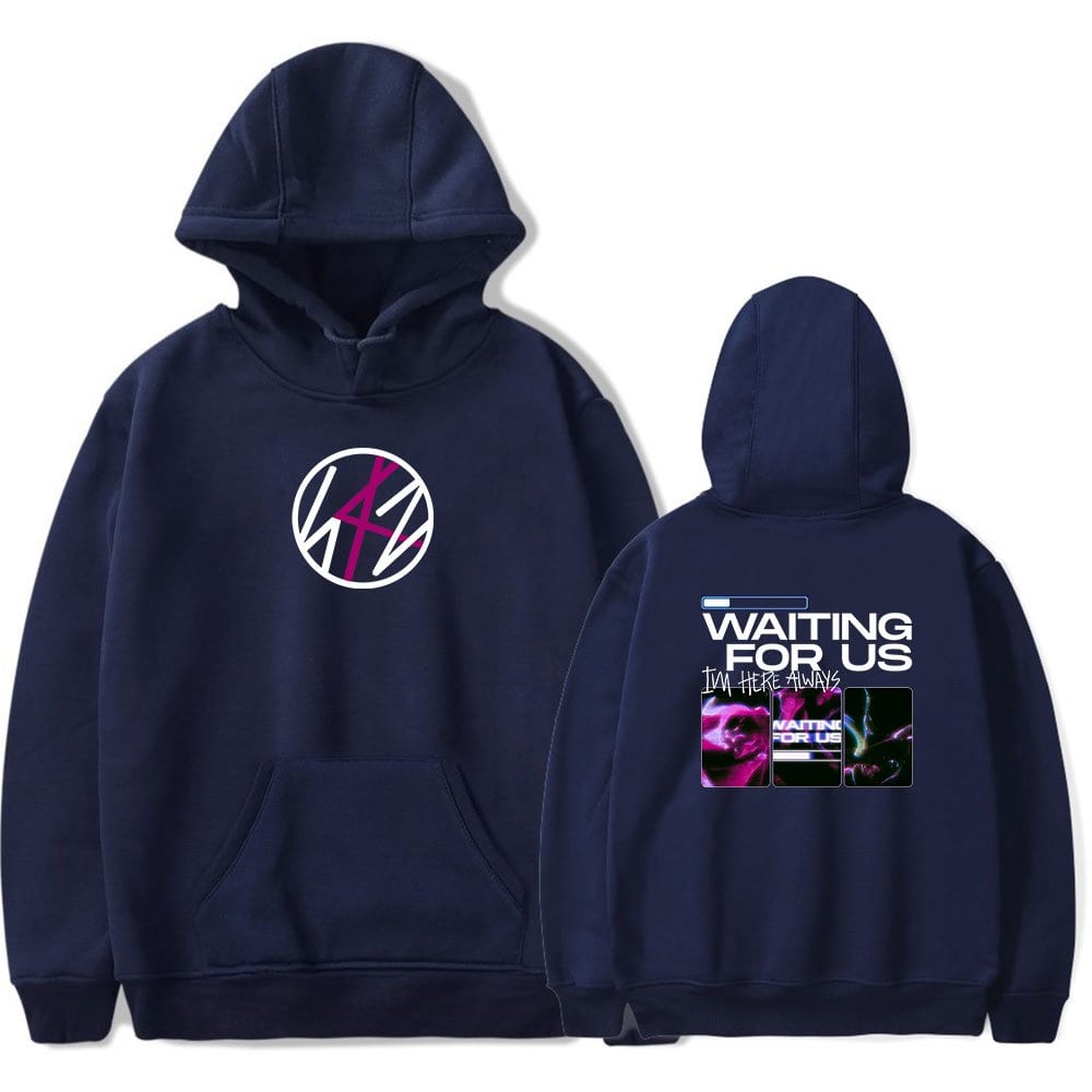 Kpop merch hoodie with waiting for us theme and graphic design.